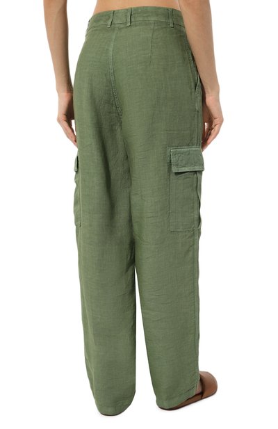 Льняные брюки-карго 120% LINO хаки цвета по цене 33950 руб., арт. 31ALIW290J/000F753/S00, фото 4 Льняные брюки-карго 120% LINO, арт. 31ALIW290J/000F753/S00, фото 4