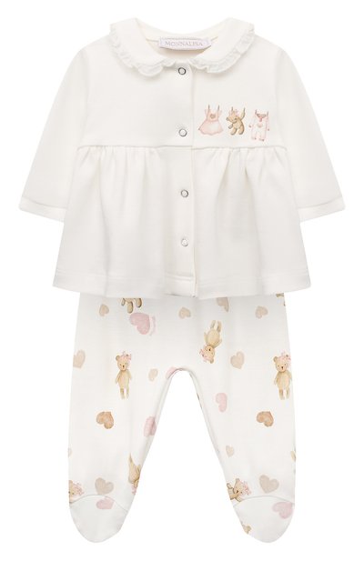 Комплект из распошонки и ползунков MONNALISA белого цвета по цене 17085 руб., арт. 35B507, фото 1 Комплект из распошонки и ползунков MONNALISA, арт. 35B507, фото 1