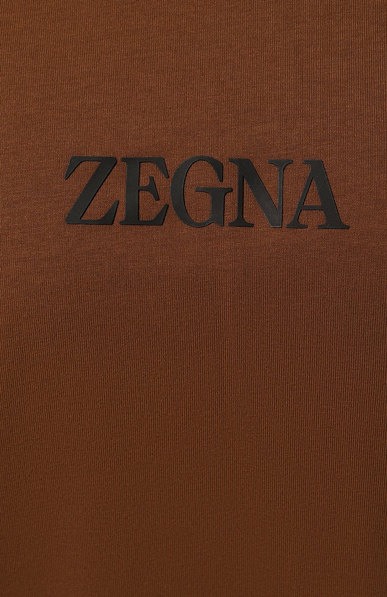 Мужская хлопковая футболка ZEGNA коричневого цвета, арт. UD364A7/D777 | Фото 5 (Материал сплава: Проставлено; Материал внешний: Хлопок; Рукава: Короткие; Длина (для топов): Стандартные; Драгоценные камни: Проставлено; Стили: Кэжуэл; Принт: Без принта)