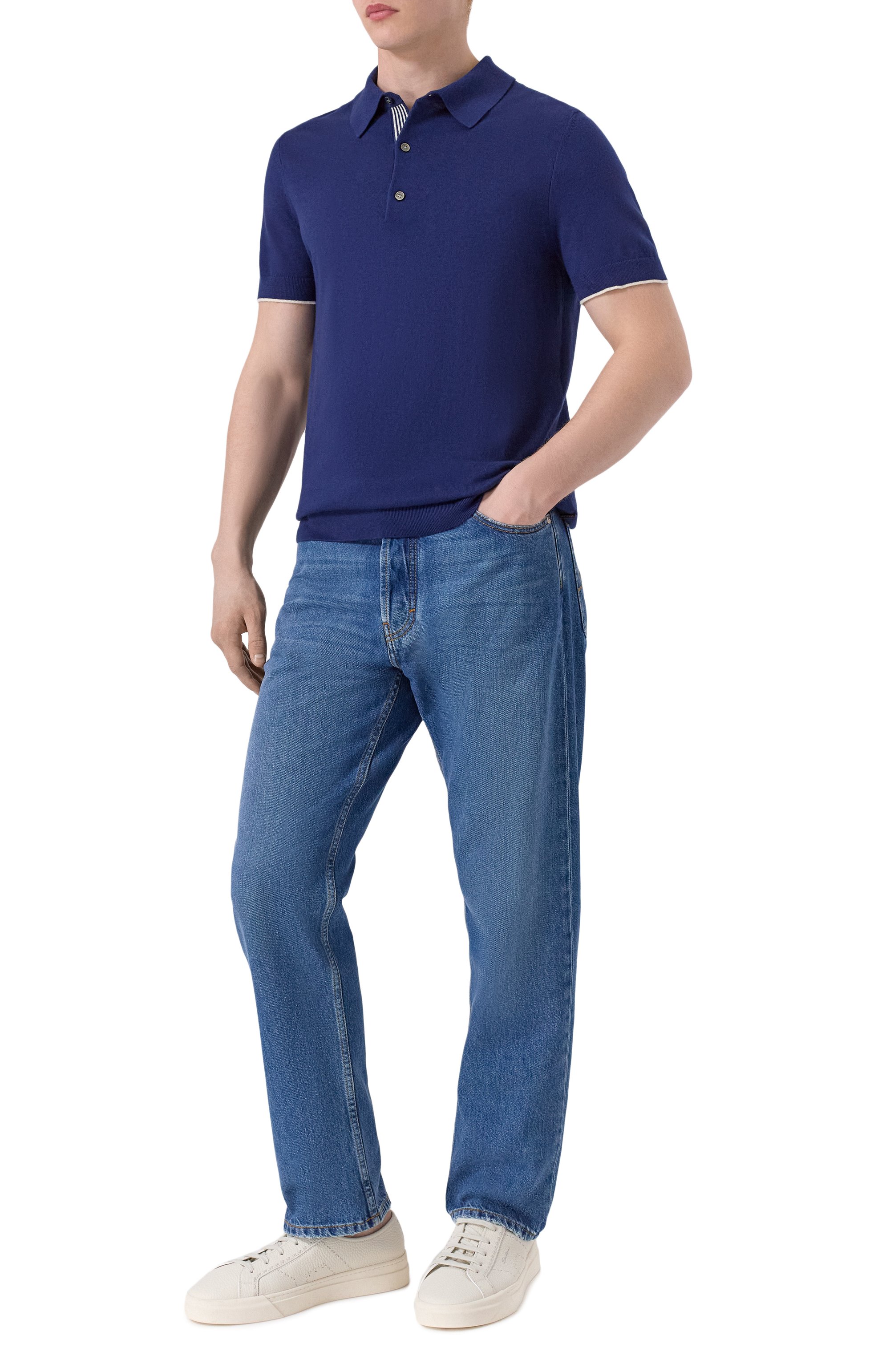 Поло из хлопка и шелка WINDSOR темно-синего цвета по цене 28400 руб., арт. 13 CASHMIL0-P 10018945/30044682, фото 2 Поло из хлопка и шелка WINDSOR, арт. 13 CASHMIL0-P 10018945/30044682, фото 2