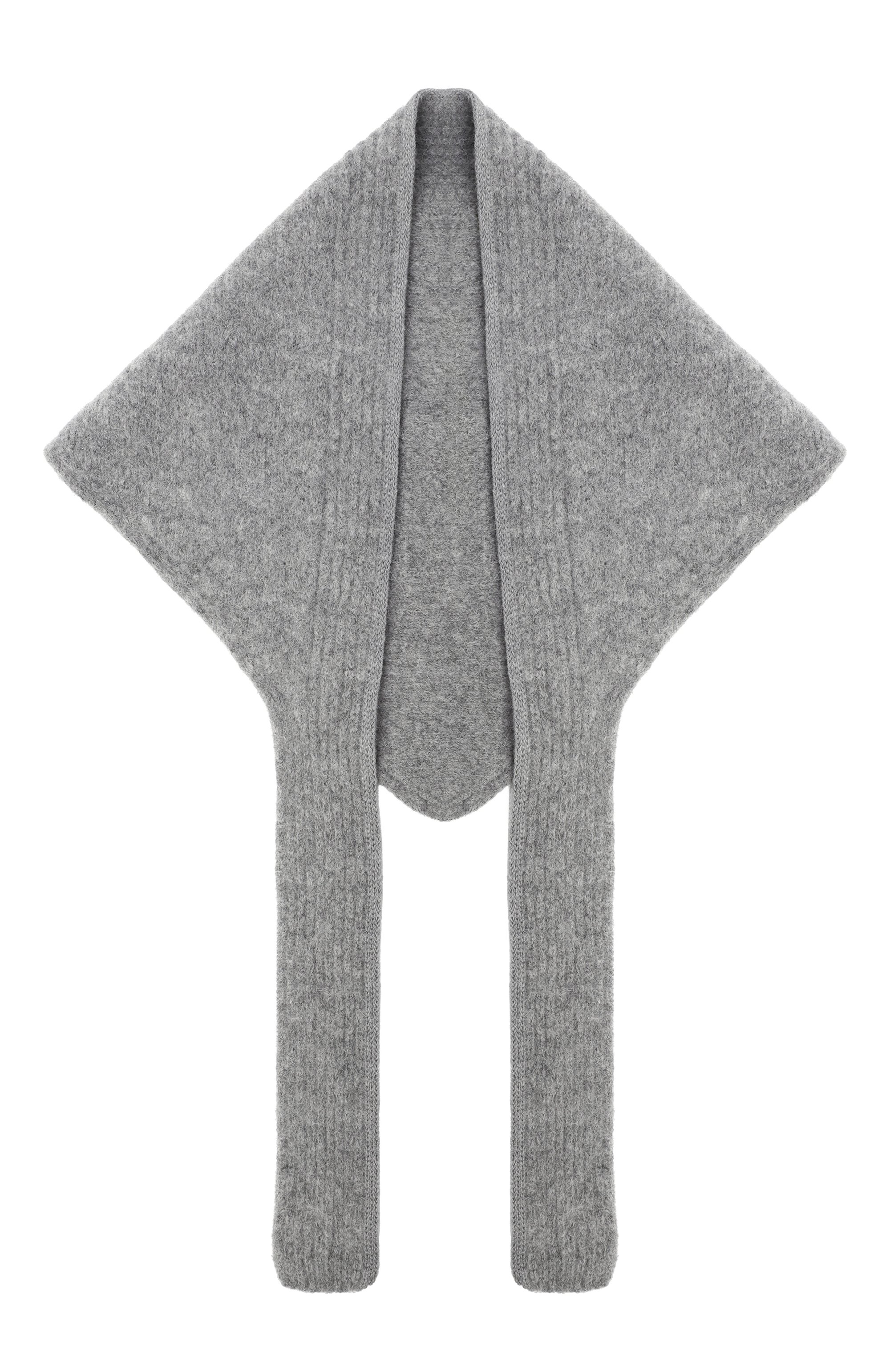 Шерстяной шарф-косынка JACQUEMUS серого цвета по цене 29950 руб., арт. 24HACU00669/AK00227, фото 1 Шерстяной шарф-косынка JACQUEMUS, арт. 24HACU00669/AK00227, фото 1