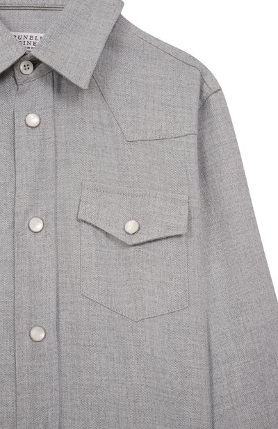 Рубашка из хлопка и лиоцелла BRUNELLO CUCINELLI, арт. BY637C360A, фото 3