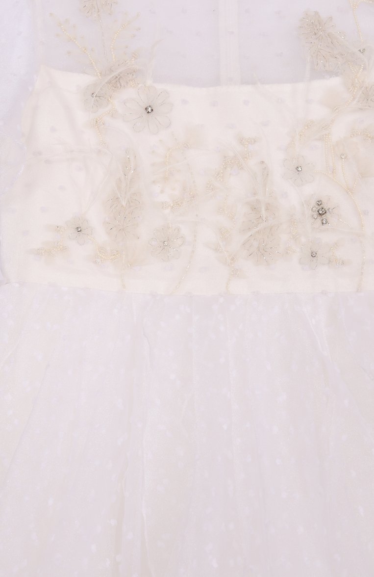 Детское платье MAISON AVA белого цвета, арт. MA-SS25-GG01/6-10 | Фото 3 (Рукава: Короткие; Материал внешний: Синтетический материал; Материал подклада: Вискоза; Случай: Вечерний; Автоматизация состава: Проставлено; Автоматизация ТО: Проставлено; Ростовка одежда: 6 лет | 116 см, 10 - 11 лет | 140 - 146см, 8 лет | 128 см)