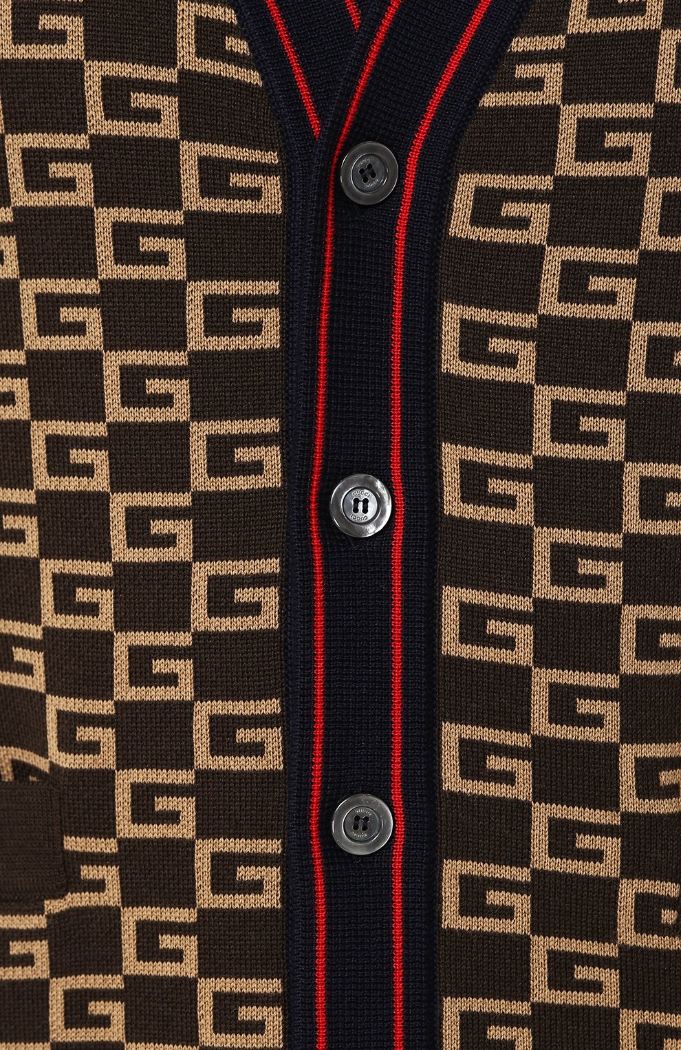 Шерстяной кардиган на пуговицах с v-образным вырезом и принтом GUCCI, арт. 522543/X9U22, фото 5