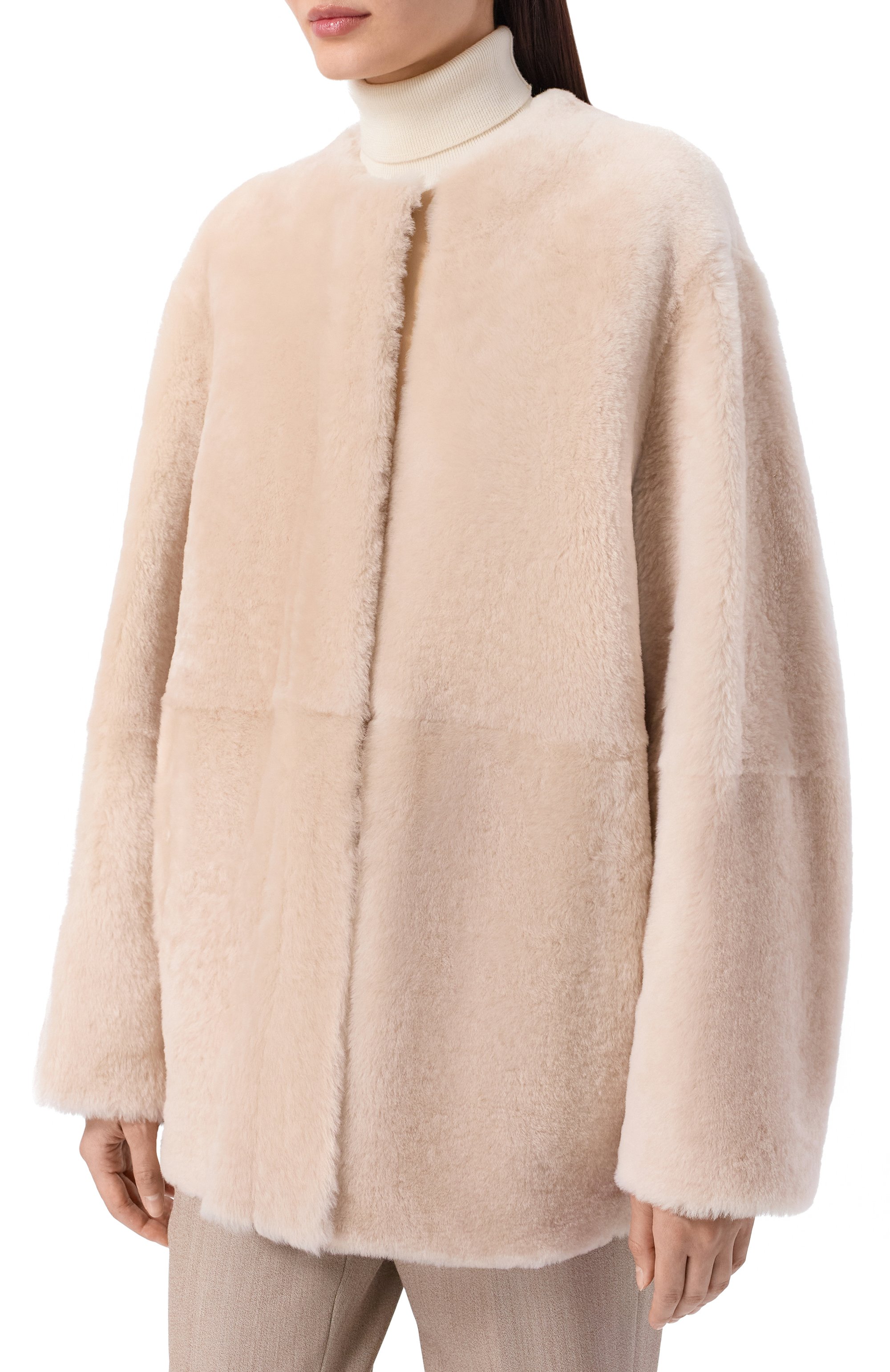 Дубленка из овчины MAX MARA STUDIO бежевого цвета по цене 363500 руб., арт. MELFI, фото 3 Дубленка из овчины MAX MARA STUDIO, арт. MELFI, фото 3