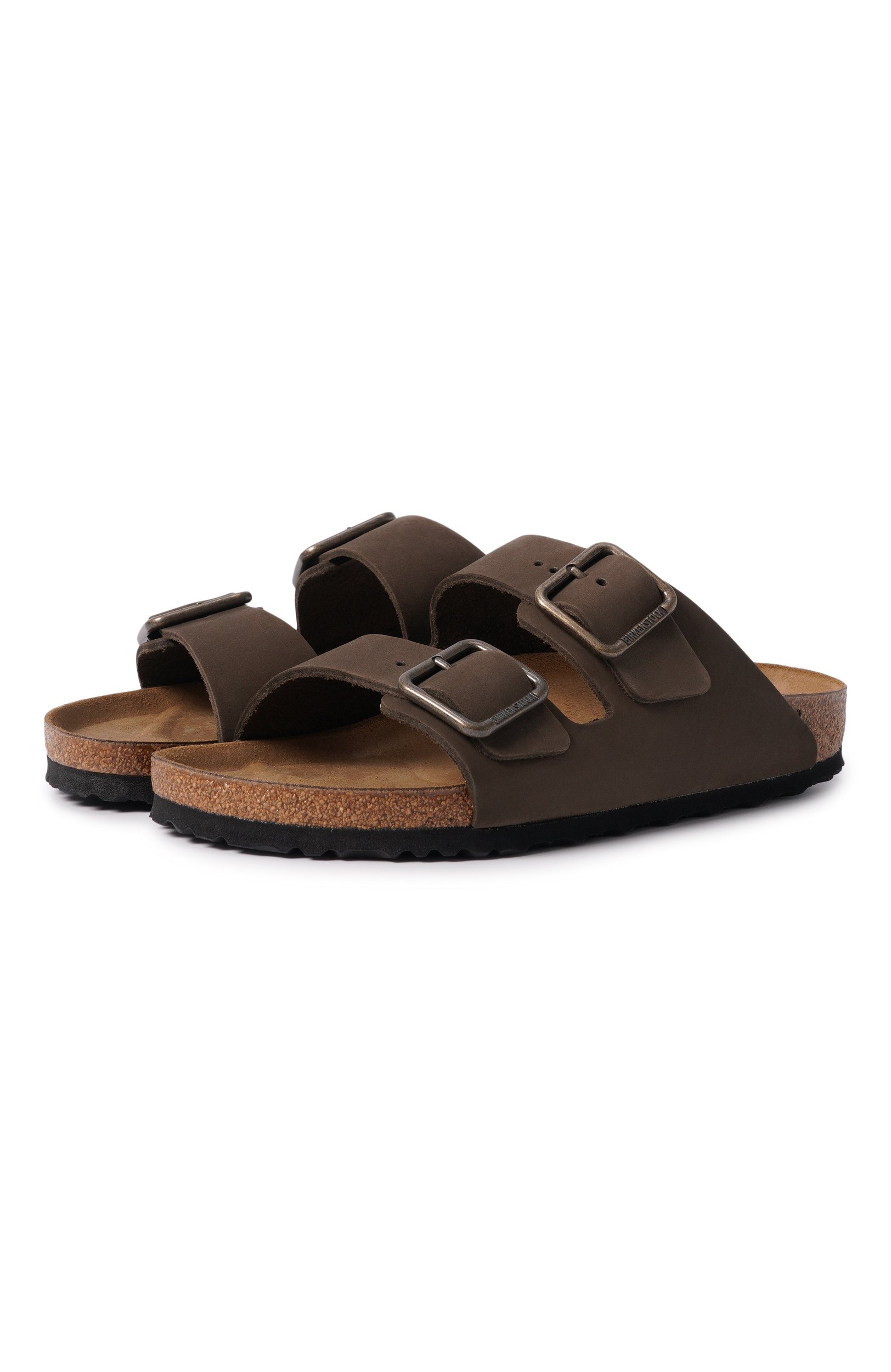Шлепанцы arizona из нубука BIRKENSTOCK темно-коричневого цвета по цене 19800 руб., арт. 1032764, фото 1 Шлепанцы arizona из нубука BIRKENSTOCK, арт. 1032764, фото 1