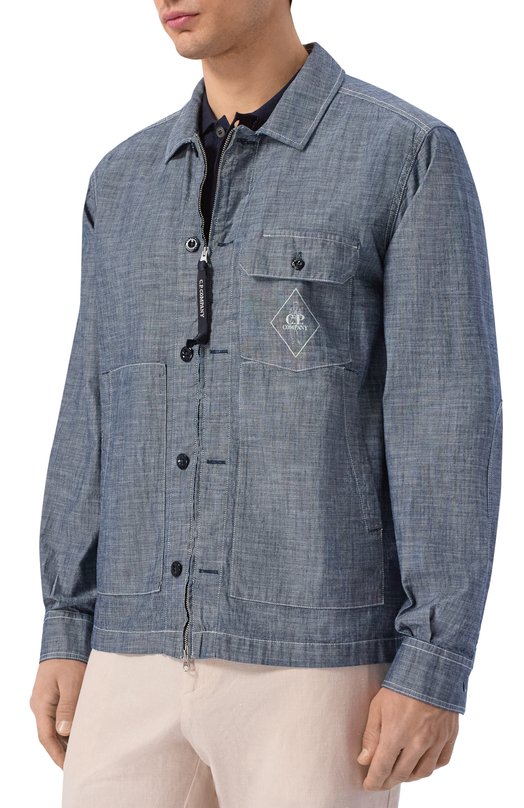 Хлопковая куртка-рубашка C.P. Company 20CMSH195A/110065W Голубой  20CMSH195A/110065W Фото 3
