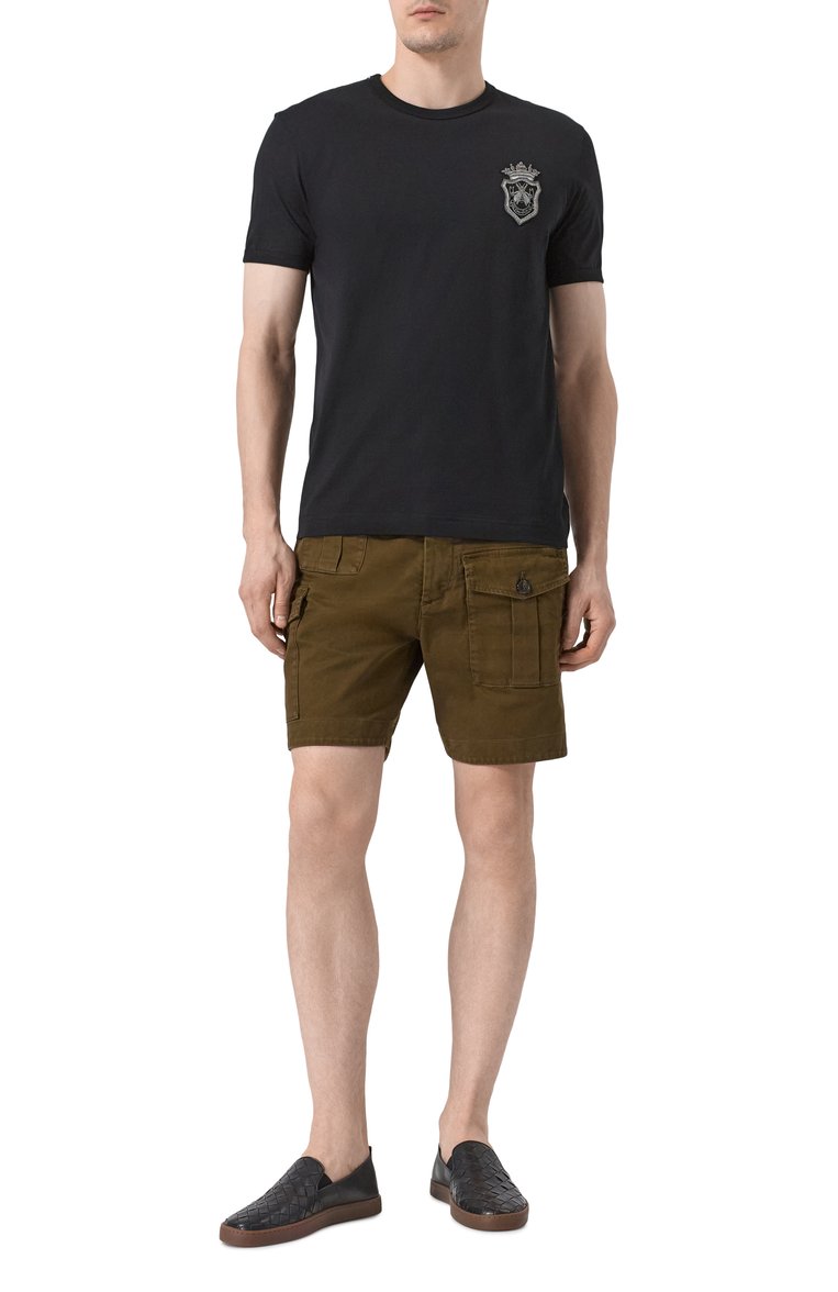 Мужские джинсовые шорты DSQUARED2 хаки цвета, арт. S74MU0780/S39021 | Фото 2 (Длина Шорты М: До колена; Материал сплава: Проставлено; Драгоценные камни: Проставлено; Кросс-КТ: Деним; Силуэт М (брюки): Карго; Случай: Повседневный; Принт: Без принта; Материал внешний: Деним, Хлопок; Стили: Милитари)