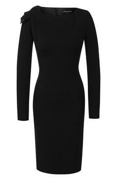 Женское платье EMPORIO ARMANI темно-синего цвета, арт. 6G2A8Q/2JFAZ | Фото 1 (Рукава: Длинные; Длина Ж (юбки, платья, шорты): До колена; Статус проверки: Проверено, Проверена категория; Случай: Повседневный; Материал внешний: Вискоза; Женское Кросс-КТ: платье-футляр, Платье-одежда)