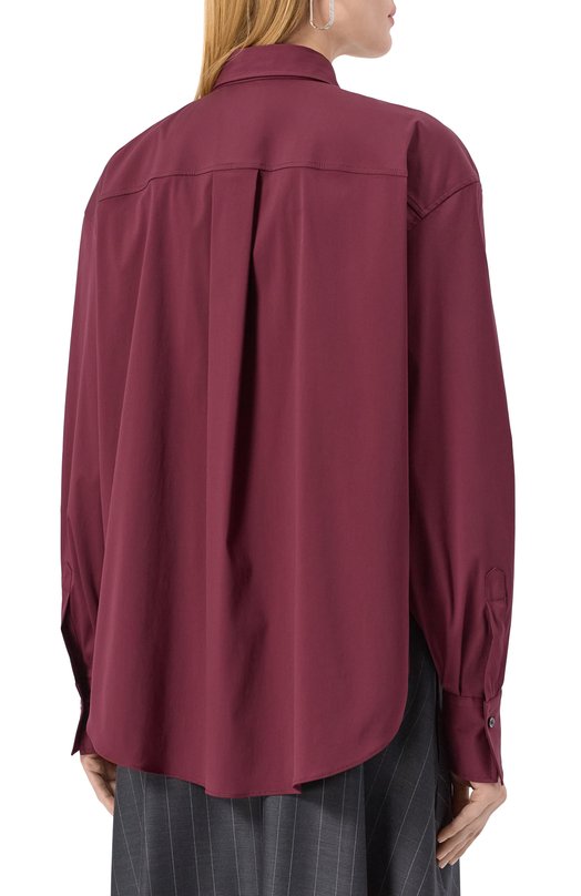 Хлопковая рубашка Brunello Cucinelli MP091MY516 Бордовый  MP091MY516 Фото 4