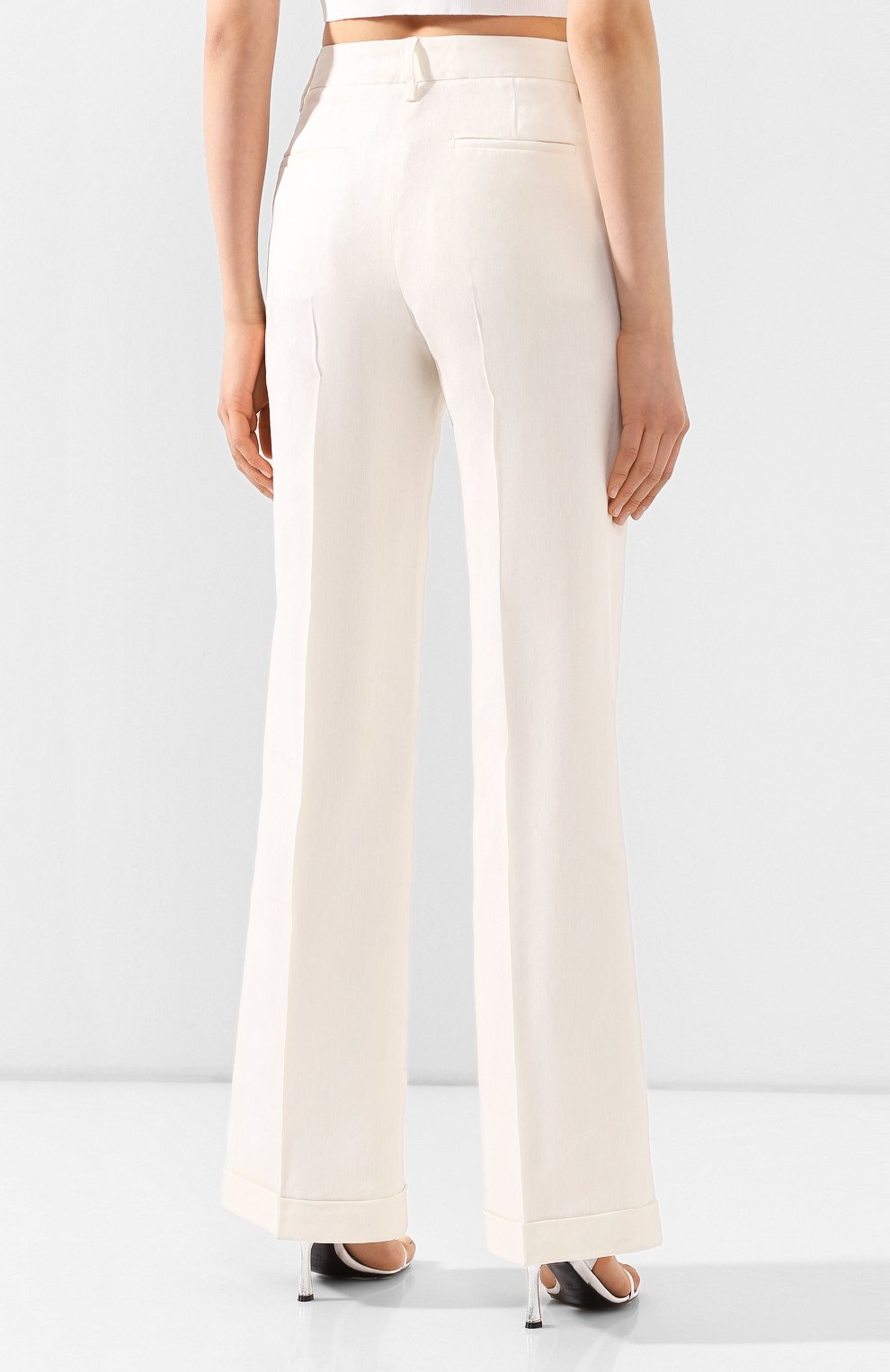 Брюки из смеси льна и вискозы OFF-WHITE белого цвета по цене 75250 руб., арт. 0WCA102S20FAB0020100, фото 4 Брюки из смеси льна и вискозы OFF-WHITE, арт. 0WCA102S20FAB0020100, фото 4
