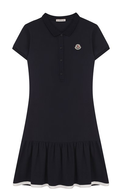 Приталенное платье из хлопка с логотипом бренда MONCLER ENFANT, арт. D1-954-85681-05-8496F/12-14A, фото 1