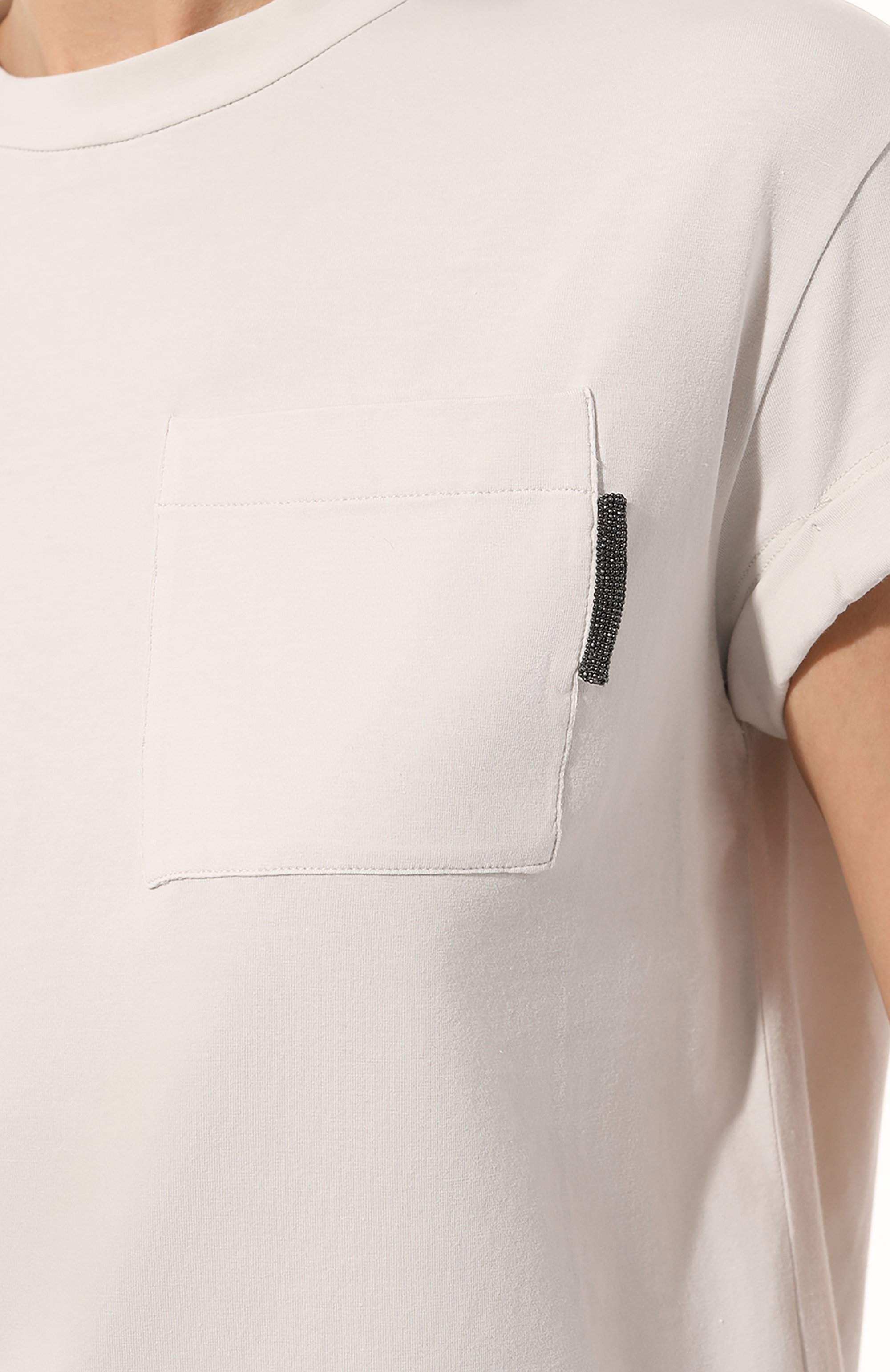 Хлопковая футболка BRUNELLO CUCINELLI кремового цвета по цене 52750 руб., арт. M0T18BB300, фото 5 Хлопковая футболка BRUNELLO CUCINELLI, арт. M0T18BB300, фото 5