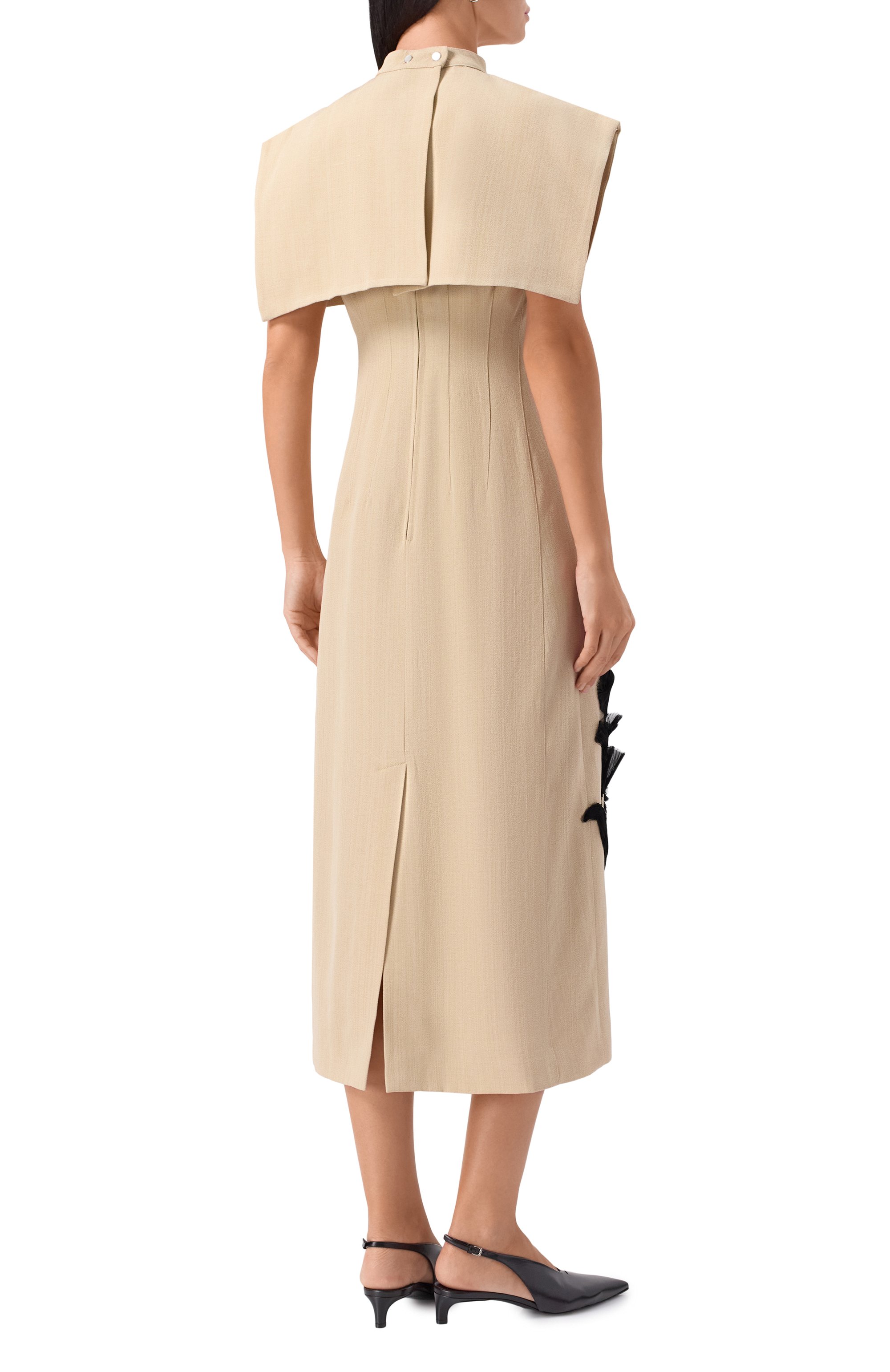 Платье из вискозы и шелка JIL SANDER бежевого цвета по цене 764000 руб., арт. J03CT0468/J65005, фото 4 Платье из вискозы и шелка JIL SANDER, арт. J03CT0468/J65005, фото 4