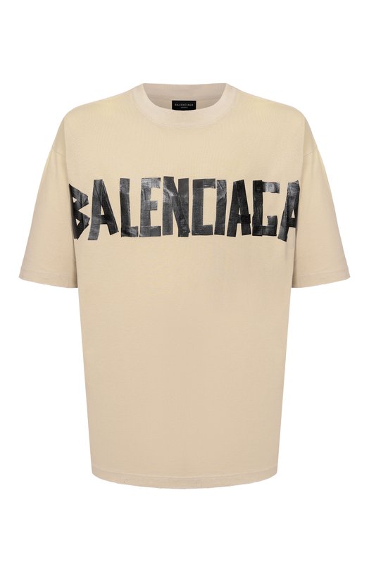 Хлопковая футболка Balenciaga 764235/TSVK1 Бежевый 764235/TSVK1