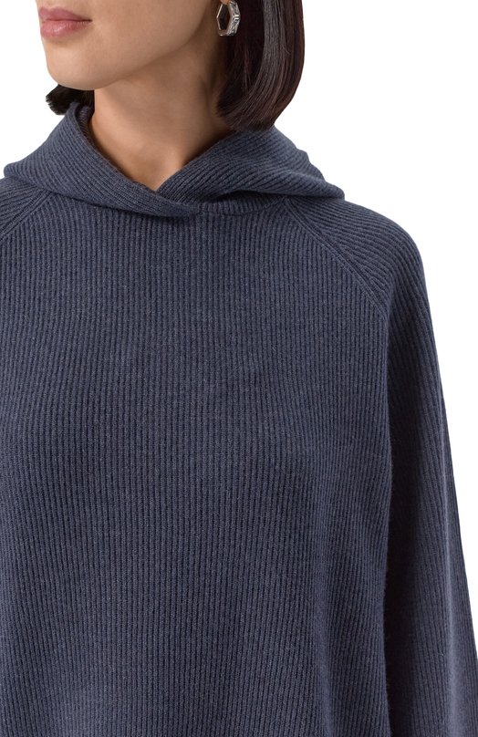 Худи из шерсти и кашемира Brunello Cucinelli M16222709 Синий  M16222709 Фото 5