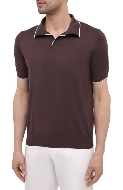 Хлопковое поло FIORONI коричневого цвета по цене 45450 руб., арт. MK20260C2, фото 3 Хлопковое поло FIORONI, арт. MK20260C2, фото 3