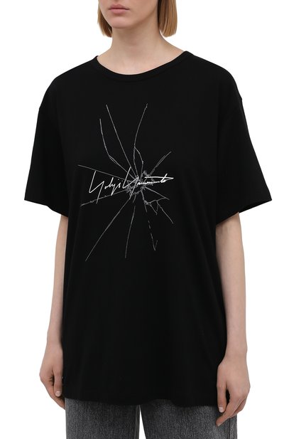Хлопковая футболка YOHJI YAMAMOTO черного цвета по цене 38300 руб., арт. FD-T14-075, фото 3 Хлопковая футболка YOHJI YAMAMOTO, арт. FD-T14-075, фото 3