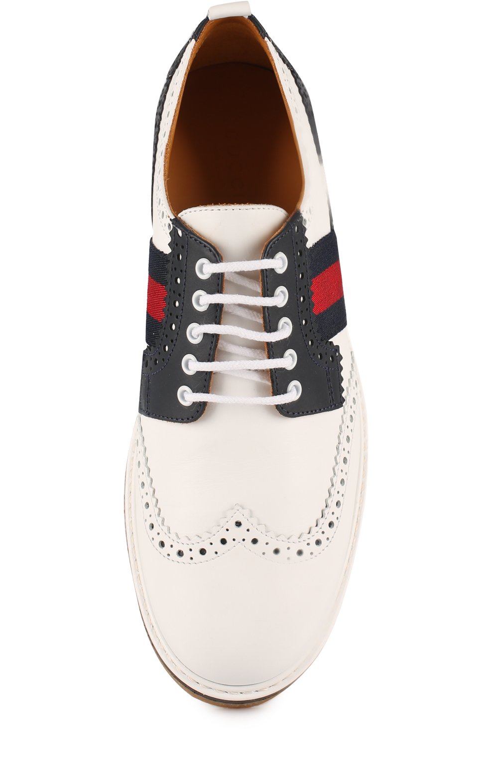 Кожаные дерби с брогированием GUCCI белого цвета по цене 27200 руб., арт. 433332/BMN70, фото 4 Кожаные дерби с брогированием GUCCI, арт. 433332/BMN70, фото 4