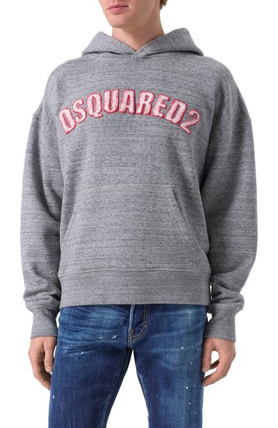 Хлопковое худи DSQUARED2 серого цвета по цене 94600 руб., арт. S74GU0857/S25463, фото 3 Хлопковое худи DSQUARED2, арт. S74GU0857/S25463, фото 3
