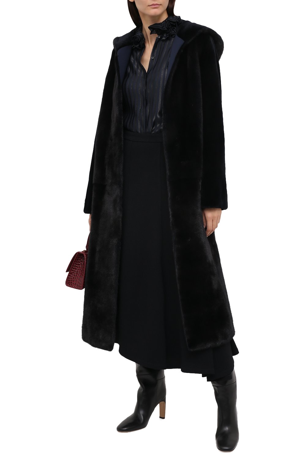 Шуба из меха норки с капюшоном YVES SALOMON, арт. 9WYM44719VLVR, фото 2