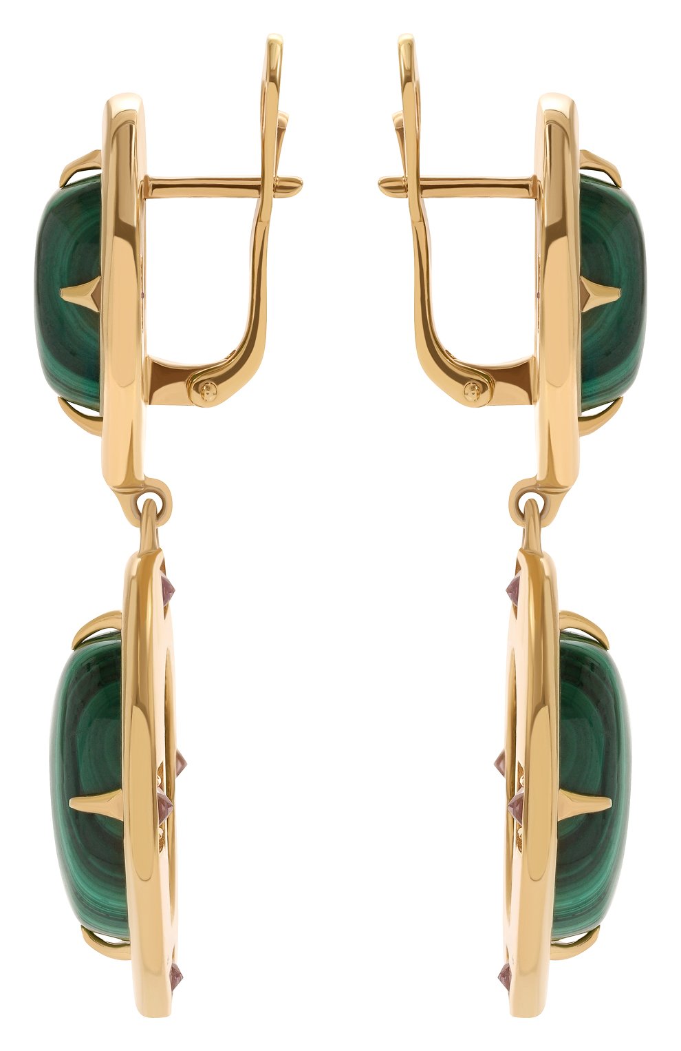 Двойные серьги с малахитом и аметистами MOONKA, арт. ai-bg-her-mal, фото 3