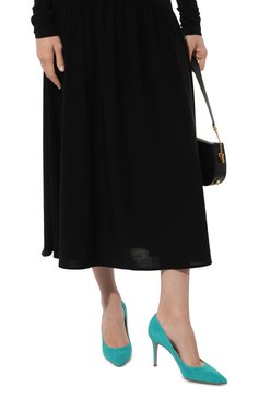 Женские замшевые туфли gianvito 85 GIANVITO ROSSI бирюзового цвета, арт. G24580.85RIC.CAMHYDR | Фото 3 (Подошва: Плоская; Каблук высота: Высокий; Материал внутренний: Натуральная кожа; Материал внешний: Замша, Натуральная кожа; Каблук тип: Шпилька)