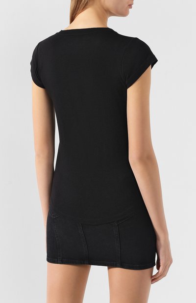 Футболка из смеси хлопка и вискозы ZADIG AND VOLTAIRE черного цвета по цене 7525 руб., арт. SHTS1828F, фото 4 Футболка из смеси хлопка и вискозы ZADIG AND VOLTAIRE, арт. SHTS1828F, фото 4