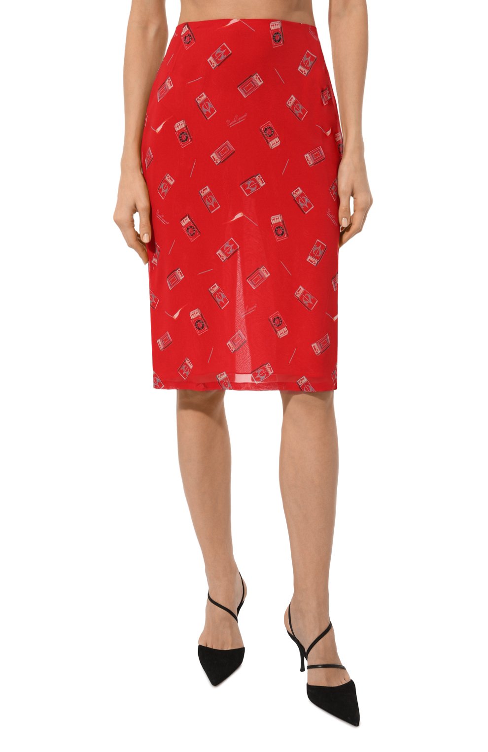 Шелковая юбка ULYANA SERGEENKO красного цвета по цене 110000 руб., арт. GNC001FW23P 2676т23, фото 3 Шелковая юбка ULYANA SERGEENKO, арт. GNC001FW23P 2676т23, фото 3