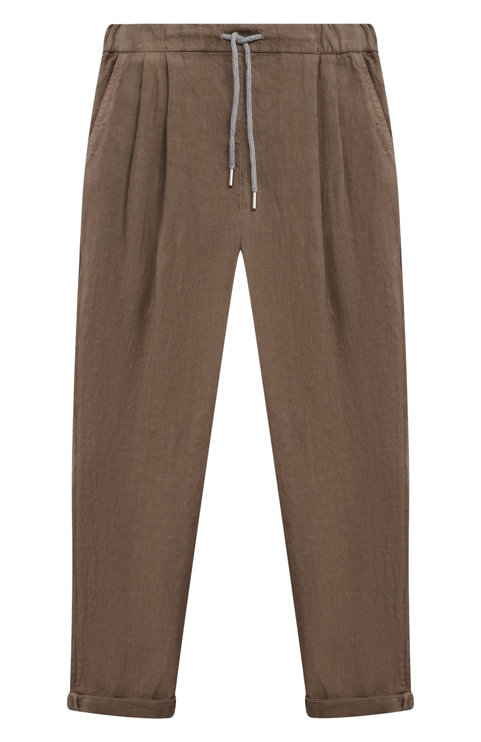 Льняные брюки BRUNELLO CUCINELLI коричневого цвета по цене 52050 руб., арт. B243DP113C, фото 1 Льняные брюки BRUNELLO CUCINELLI, арт. B243DP113C, фото 1