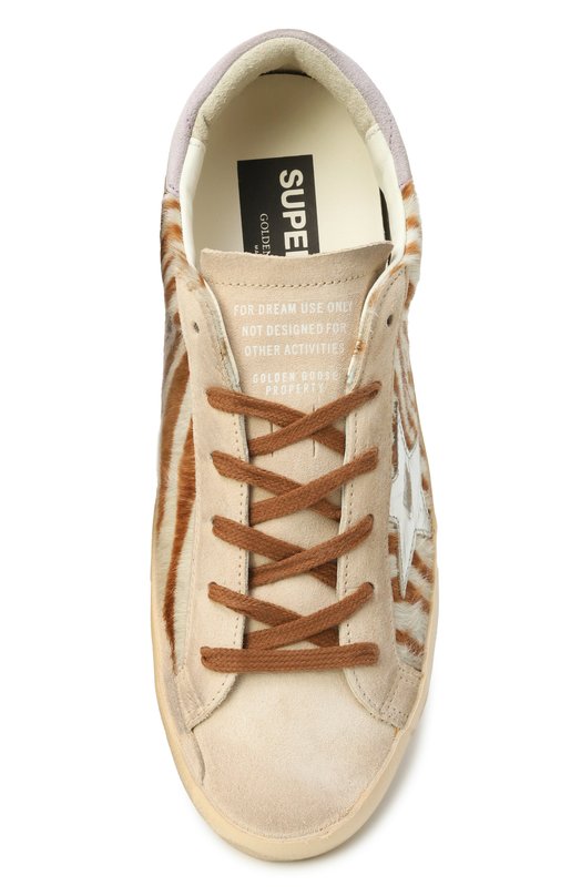 Кожаные кеды Super-Star Golden Goose Deluxe Brand GWF00101.F007507 Бежевый  GWF00101.F007507 Фото 6