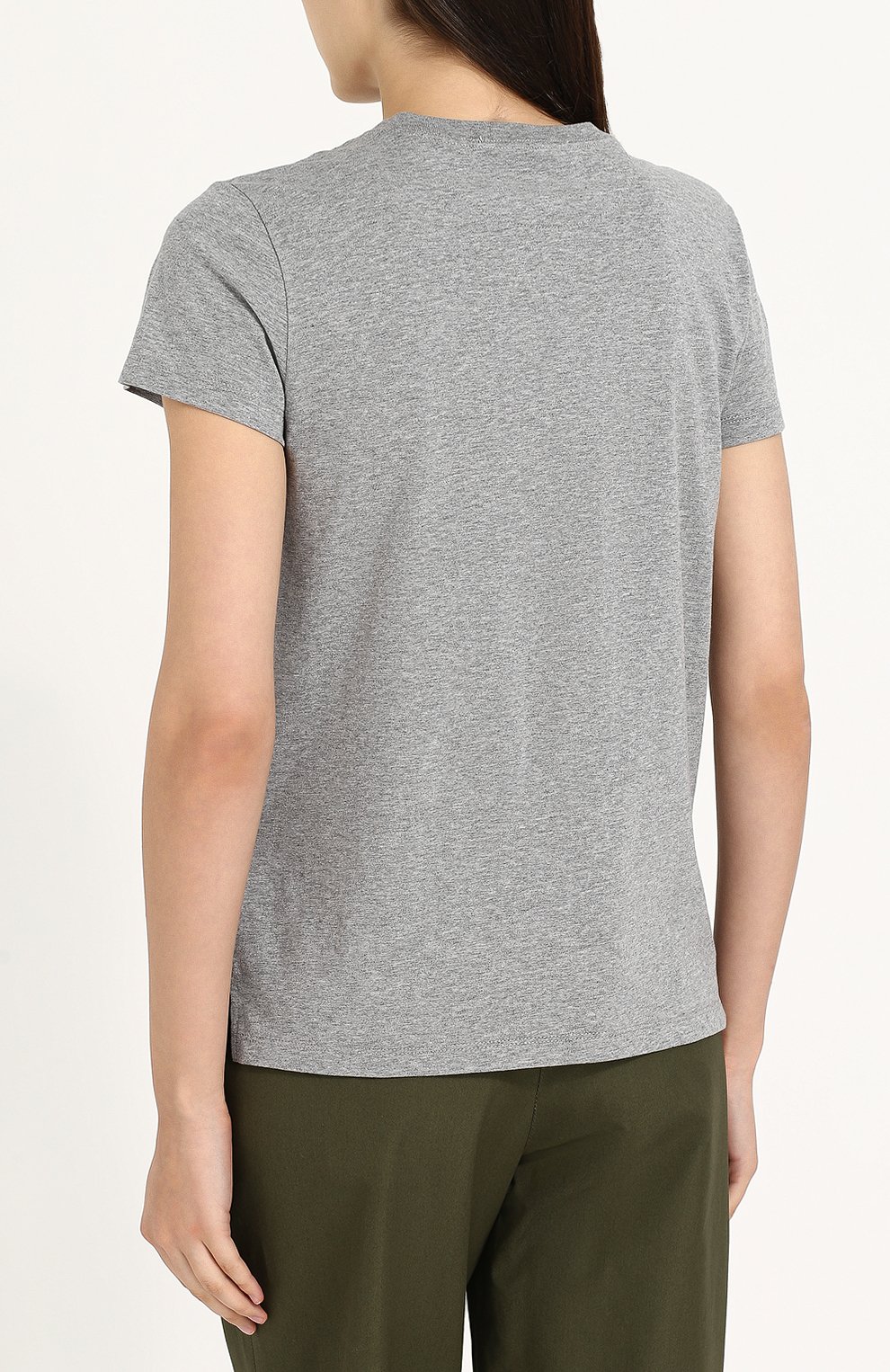 Футболка прямого кроя с отделкой в виде бабочек VALENTINO серого цвета по цене 151500 руб., арт. PB3MG06U/3P7, фото 4 Футболка прямого кроя с отделкой в виде бабочек VALENTINO, арт. PB3MG06U/3P7, фото 4