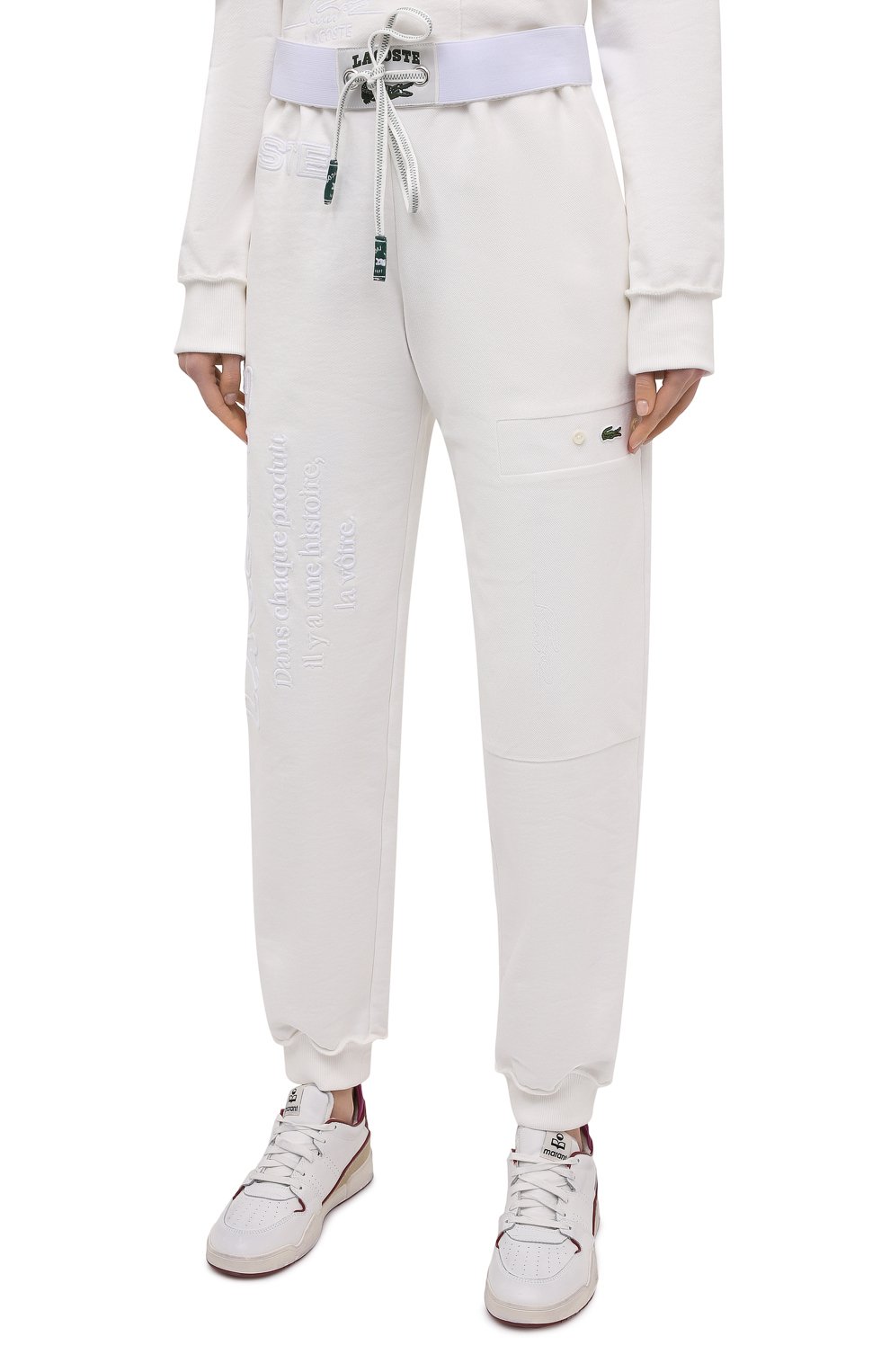 Хлопковые джоггеры LACOSTE белого цвета по цене 29950 руб., арт. XH024470V, фото 3 Хлопковые джоггеры LACOSTE, арт. XH024470V, фото 3