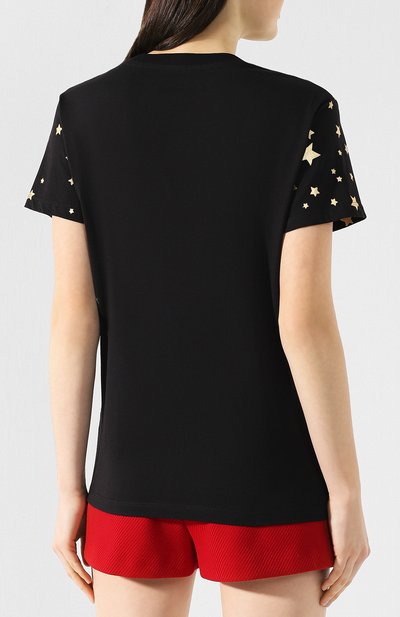 Хлопковая футболка REDVALENTINO черного цвета по цене 12250 руб., арт. RR3MG00E/ZJC, фото 4 Хлопковая футболка REDVALENTINO, арт. RR3MG00E/ZJC, фото 4
