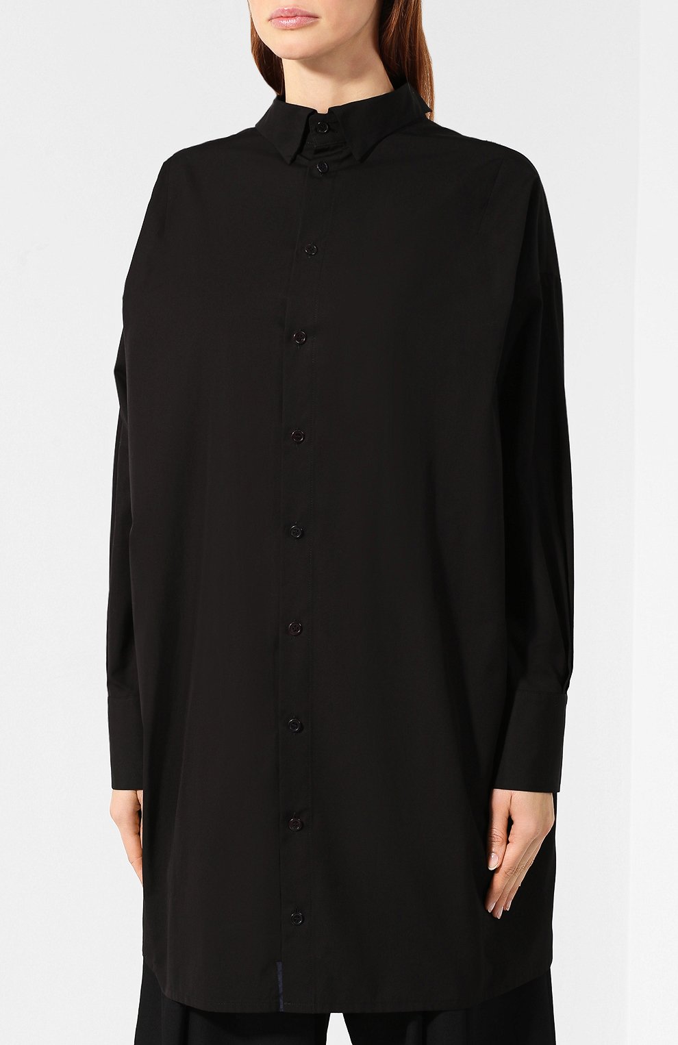 Хлопковая рубашка YOHJI YAMAMOTO черного цвета по цене 49950 руб., арт. FJ-B53-001, фото 3 Хлопковая рубашка YOHJI YAMAMOTO, арт. FJ-B53-001, фото 3