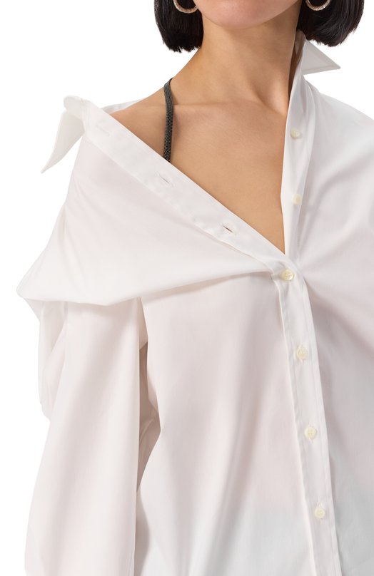 Хлопковая рубашка Brunello Cucinelli MP091ND806 Белый  MP091ND806 Фото 5