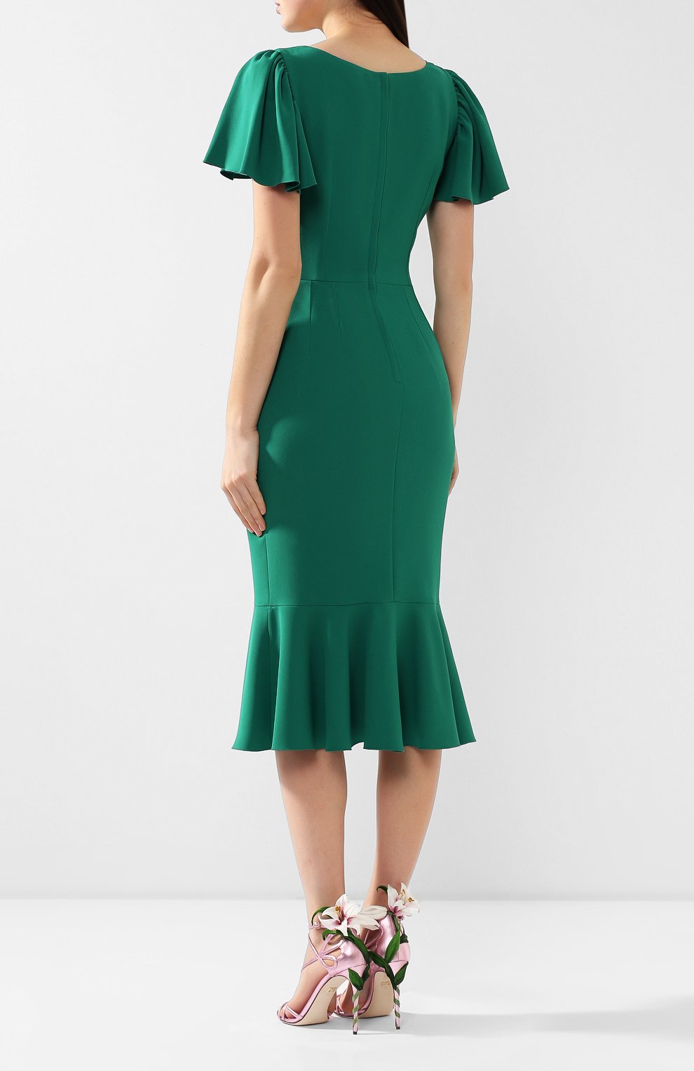 Платье DOLCE & GABBANA зеленого цвета по цене 185500 руб., арт. F6E3HT/FURDV, фото 4 Платье DOLCE & GABBANA, арт. F6E3HT/FURDV, фото 4