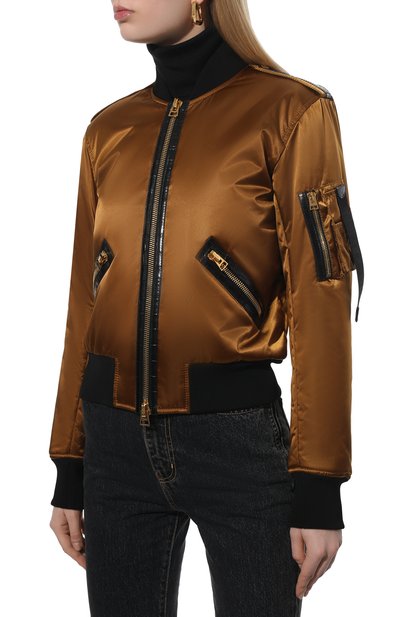 Бомбер TOM FORD золотого цвета по цене 313500 руб., арт. CSL687-LET005, фото 3 Бомбер TOM FORD, арт. CSL687-LET005, фото 3