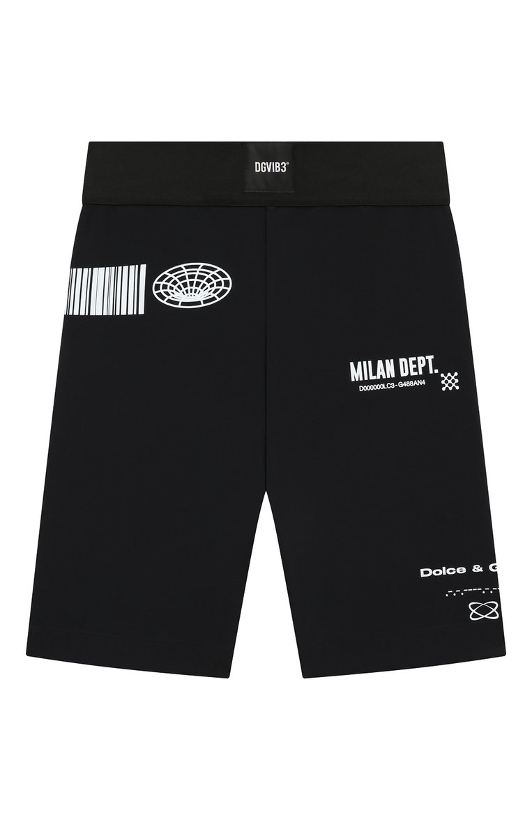 Детские шорты DOLCE & GABBANA черного цвета, арт. L8JQ98/G7M7E | Фото 1 (Материал внешний: Синтетический материал; Нос: Не проставлено; Случай: Повседневный; Девочки Кросс-КТ: Шорты-спорт; Автоматизация состава: Проставлено)
