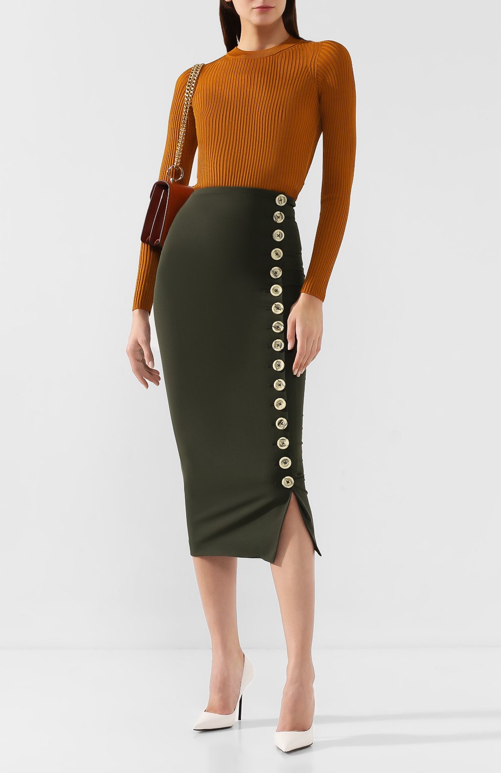 Юбка A.W.A.K.E. MODE хаки цвета по цене 34700 руб., арт. AW19.S05, фото 2 Юбка A.W.A.K.E. MODE, арт. AW19.S05, фото 2