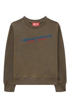 Детский хлопковый свитшот DIESEL хаки цвета, арт. J01456/0HERE | Фото 1 (Рукава: Длинные; Материал сплава: Проставлено; Материал внешний: Хлопок; Драгоценные камни: Проставлено; Мальчики Кросс-КТ: Свитшот-одежда)