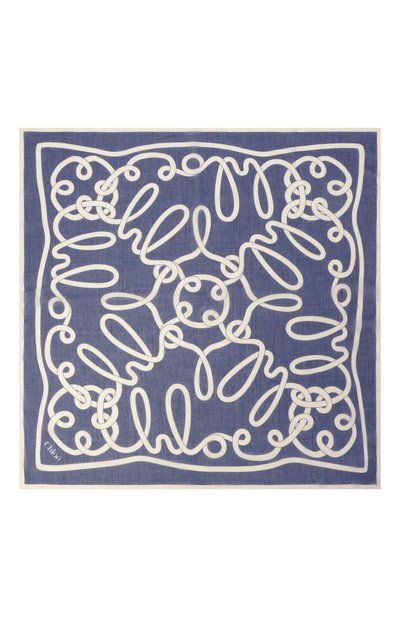 Платок из хлопка и шелка CHLOÉ синего цвета по цене 38400 руб., арт. CHC24WT051BND, фото 4 Платок из хлопка и шелка CHLOÉ, арт. CHC24WT051BND, фото 4