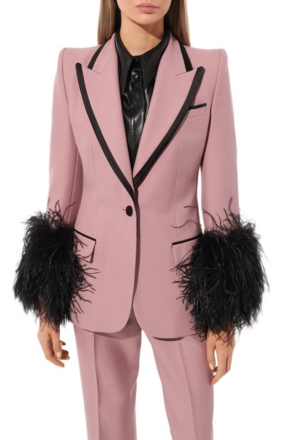 Шерстяной жакет с отделкой перьями GUCCI, арт. 681113 Z8AVY, фото 3