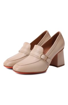 Женские кожаные туфли SANTONI бежевого цвета, арт. WDCG71240SX1NZZF | Фото 1 (Материал сплава: Проставлено; Материал внешний: Натуральная кожа; Материал внутренний: Натуральная кожа; Драгоценные камни: Проставлено; Подошва: Плоская; Каблук тип: Устойчивый; Каблук высота: Высокий)