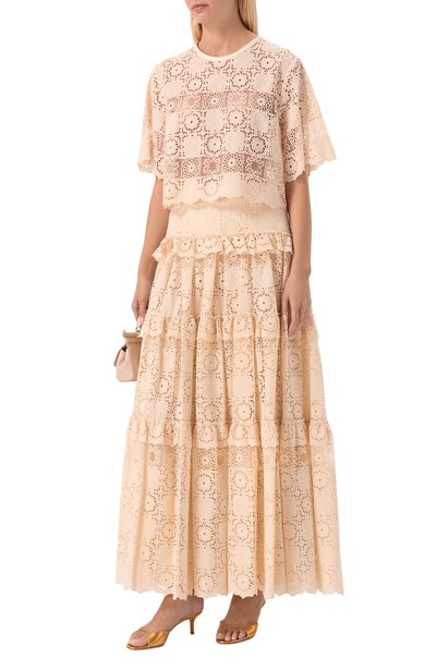 Женская юбка из хлопка и шелка ELIE SAAB, арт. SK291NBC26/C0EM1