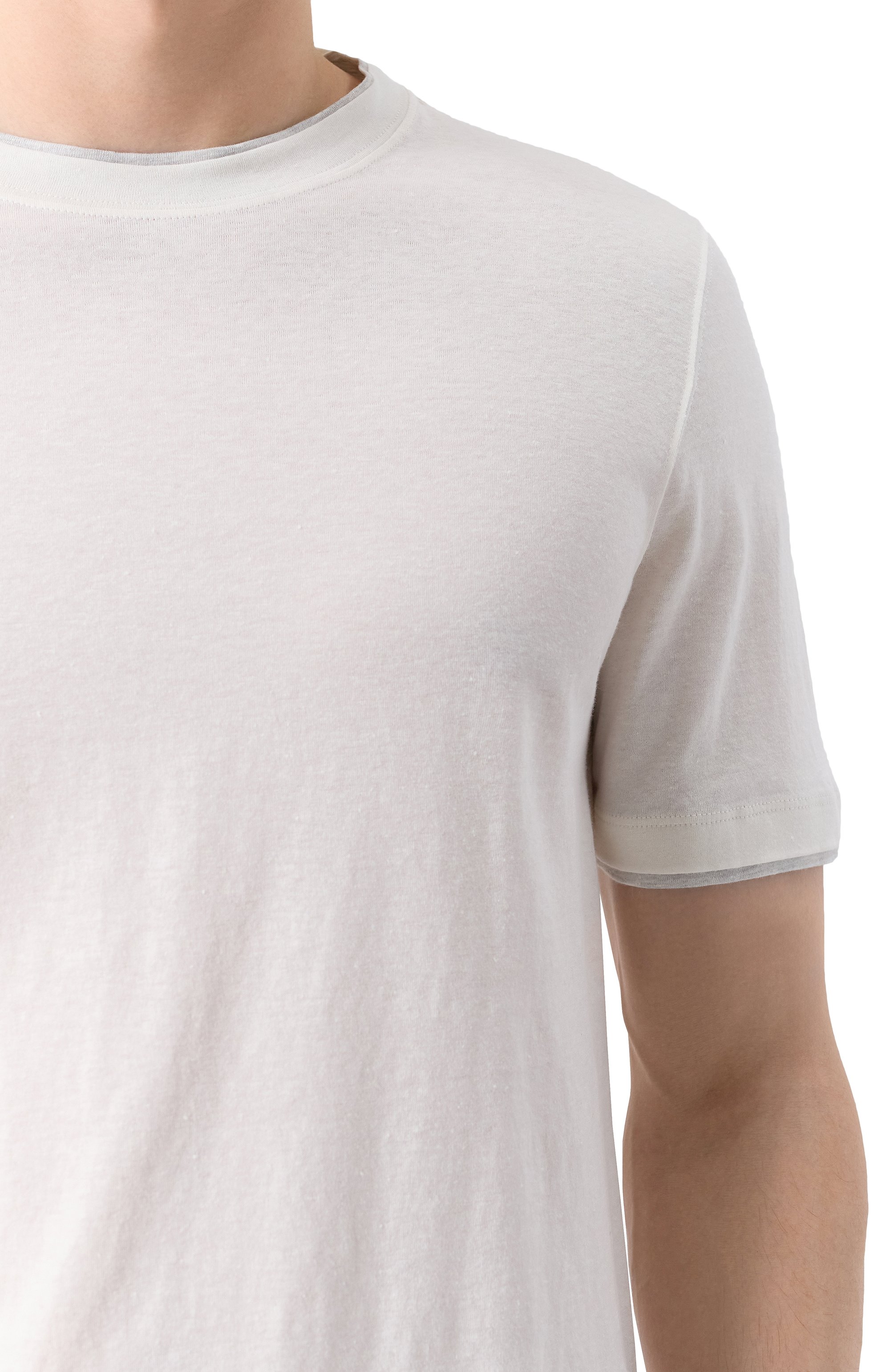 Футболка изо льна и хлопка BRUNELLO CUCINELLI, арт. MW8357427, фото 5