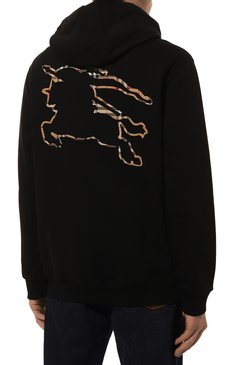 Мужской хлопковое худи BURBERRY черного цвета, арт. 8072713 | Фото 4 (Драгоценные камни: Проставлено; Рукава: Длинные; Длина (для топов): Стандартные; Материал сплава: Проставлено; Принт: С принтом; Мужское Кросс-КТ: Худи-одежда; Стили: Кэжуэл; Материал внешний: Хлопок)