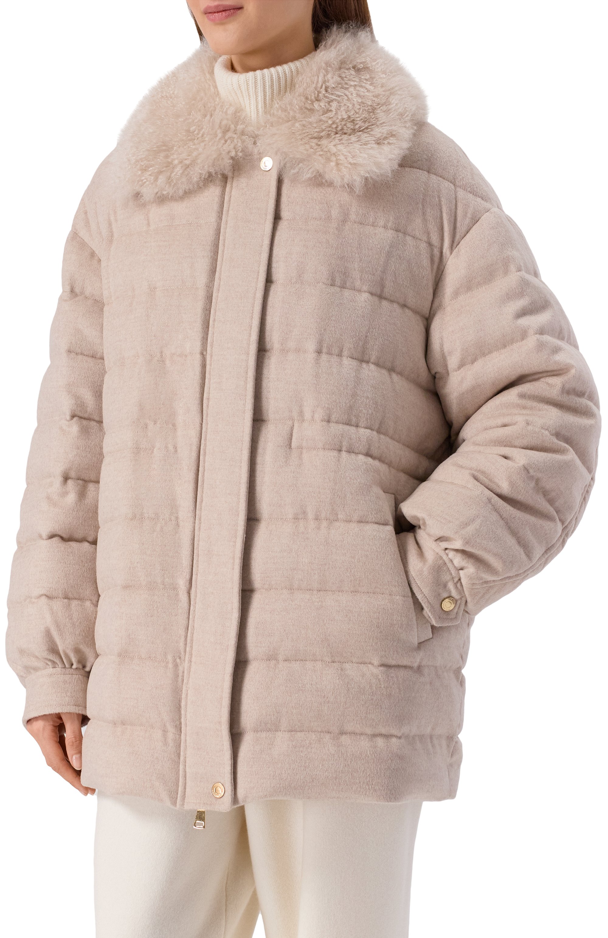 Пуховик из шерсти и кашемира MANZONI24, арт. 25M1568-S0FT0CFE/48-50, фото 3