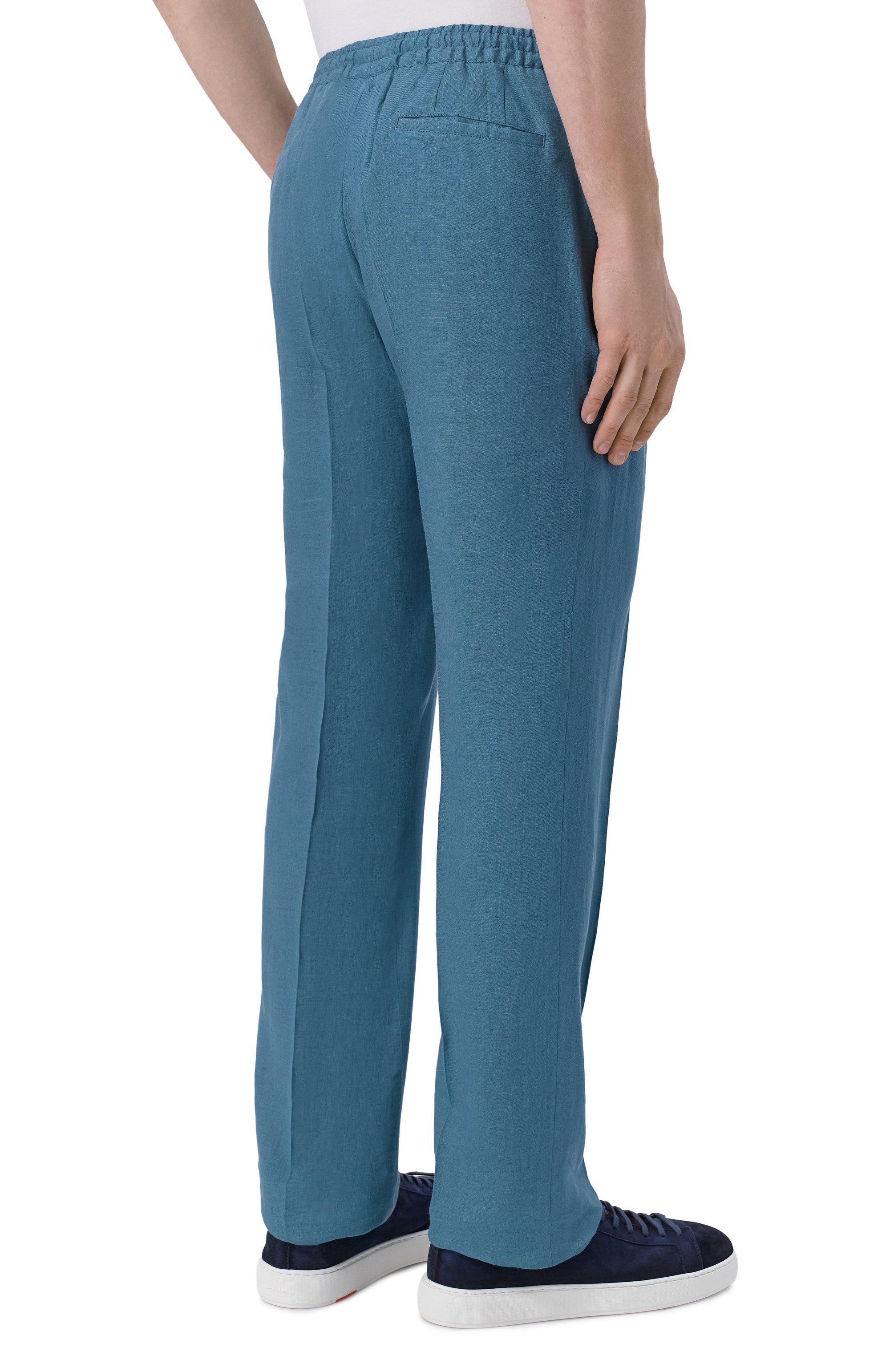 Льняные брюки KITON голубого цвета по цене 196500 руб., арт. UPN01H09690, фото 4 Льняные брюки KITON, арт. UPN01H09690, фото 4