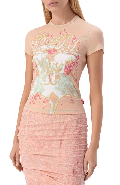 Хлопковая футболка DIESEL бежевого цвета по цене 12600 руб., арт. A23682/0PFBE, фото 3 Хлопковая футболка DIESEL, арт. A23682/0PFBE, фото 3